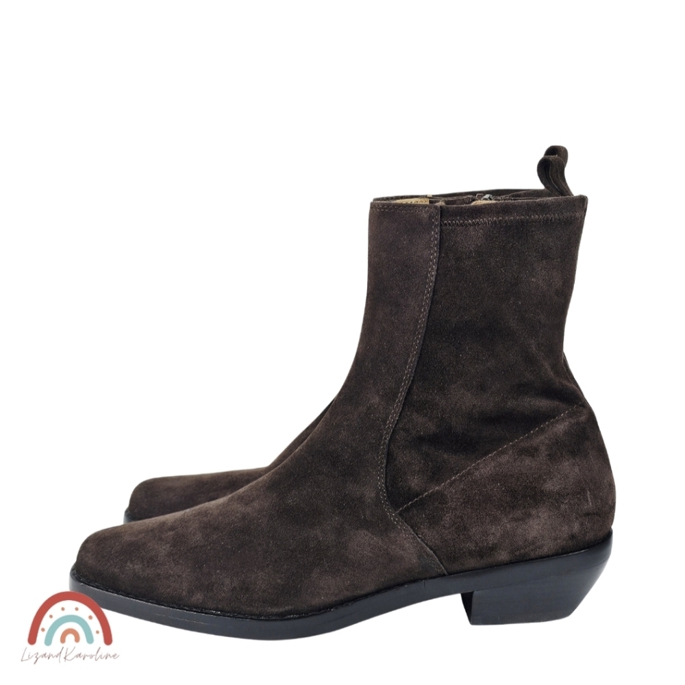 New! Madewell The Idris Ankle Boot in Suede Dark Carob - Picture 5 of 13